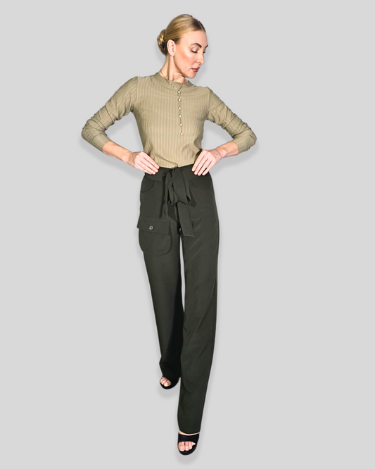 Maddie Tall Army Green Wide Leg Pant