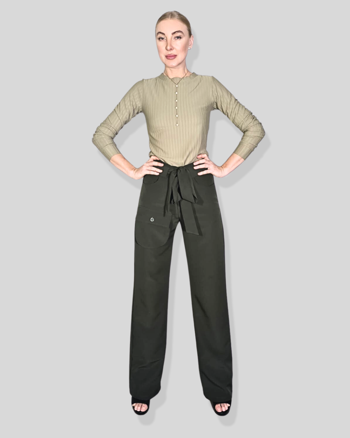 Maddie Tall Army Green Wide Leg Pant