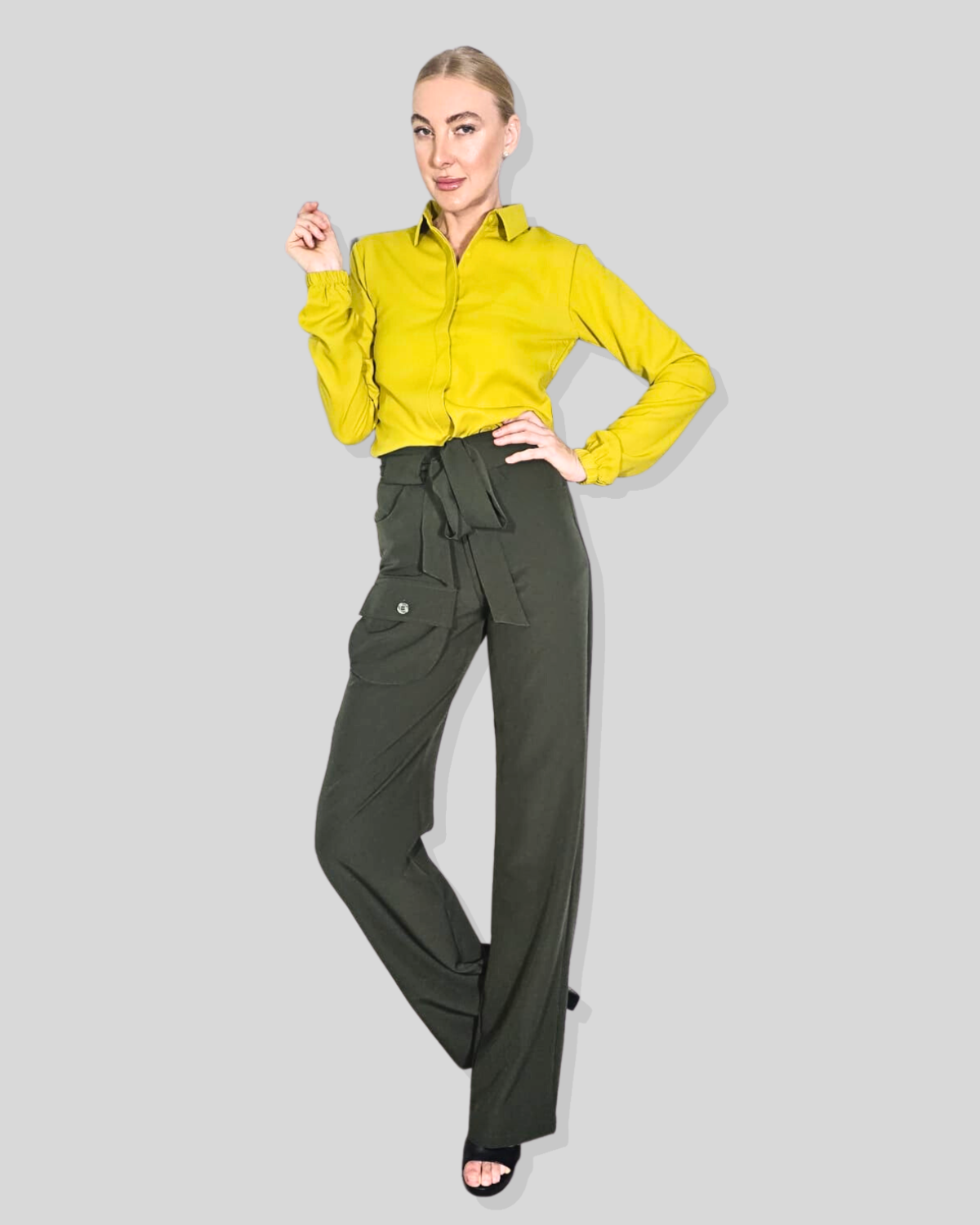 Maddie Tall Army Green Wide Leg Pant