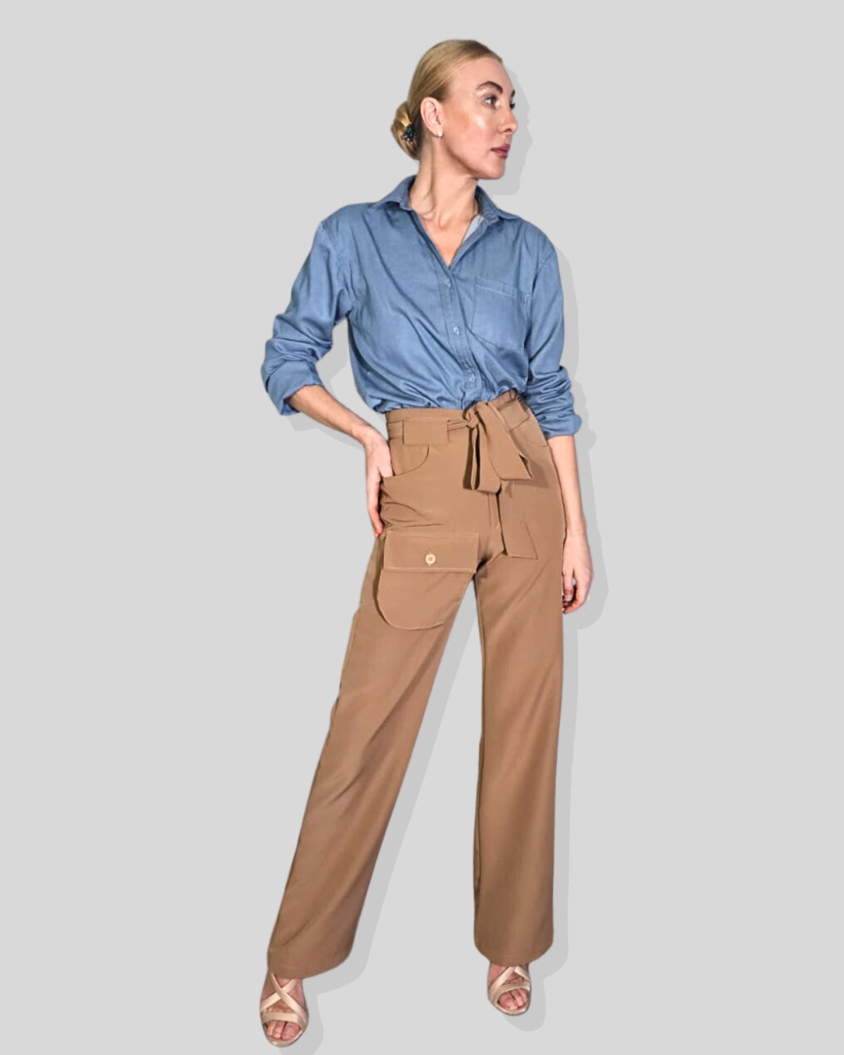 Maddie Tall Tan Wide Leg Pant