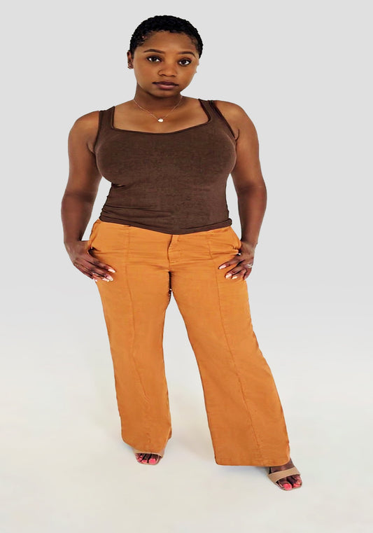 Nia Adjustable Inseam Chino Pant - Caramel