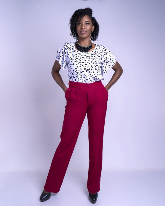 Red Wine Straight Leg Tall Pants