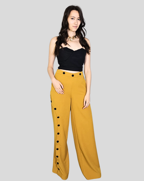 パンツ UND MANY MOTIF BUTTON PANTS Patchwork Pants (PA244542690269-BEIGE)