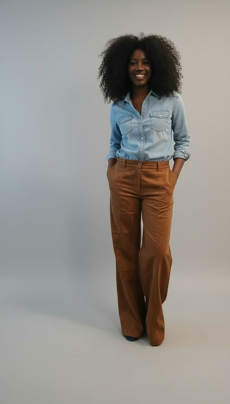 Nia Adjustable Inseam Chino Pant - Mocha SAMPLE SALE