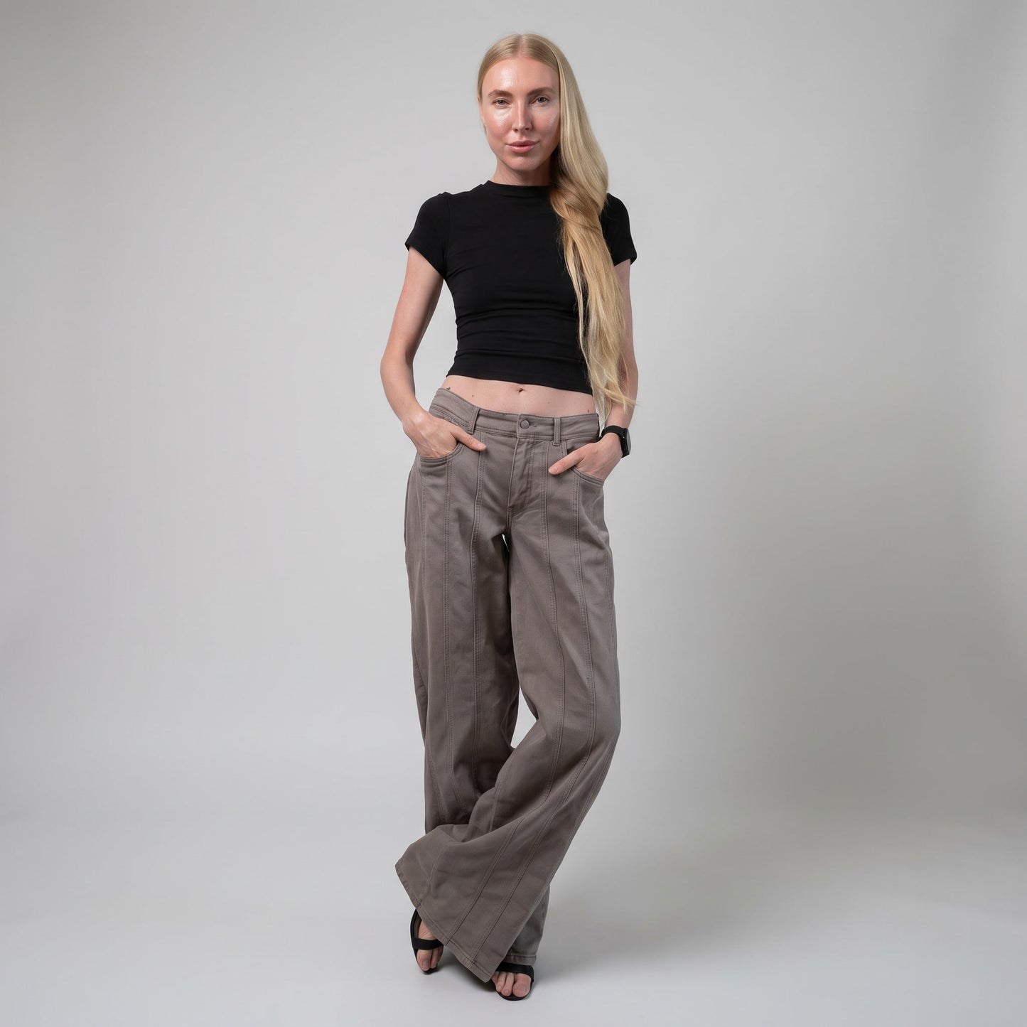 The Avery Taupe Super Wide Leg Jeans - Limited Sample Sale