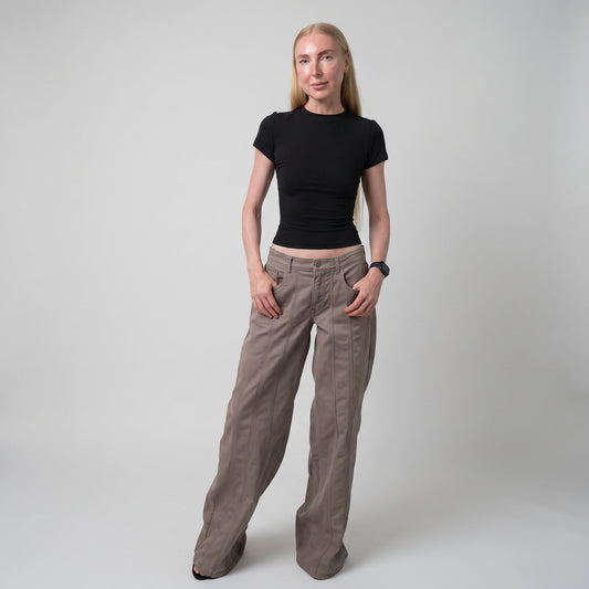 The Avery Taupe Super Wide Leg Jeans - Limited Sample Sale