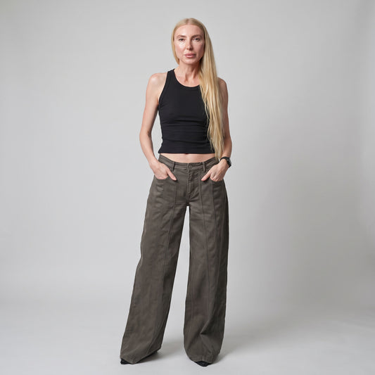 The Avery Green Super Wide Leg Jeans -  Limited Sample Sale