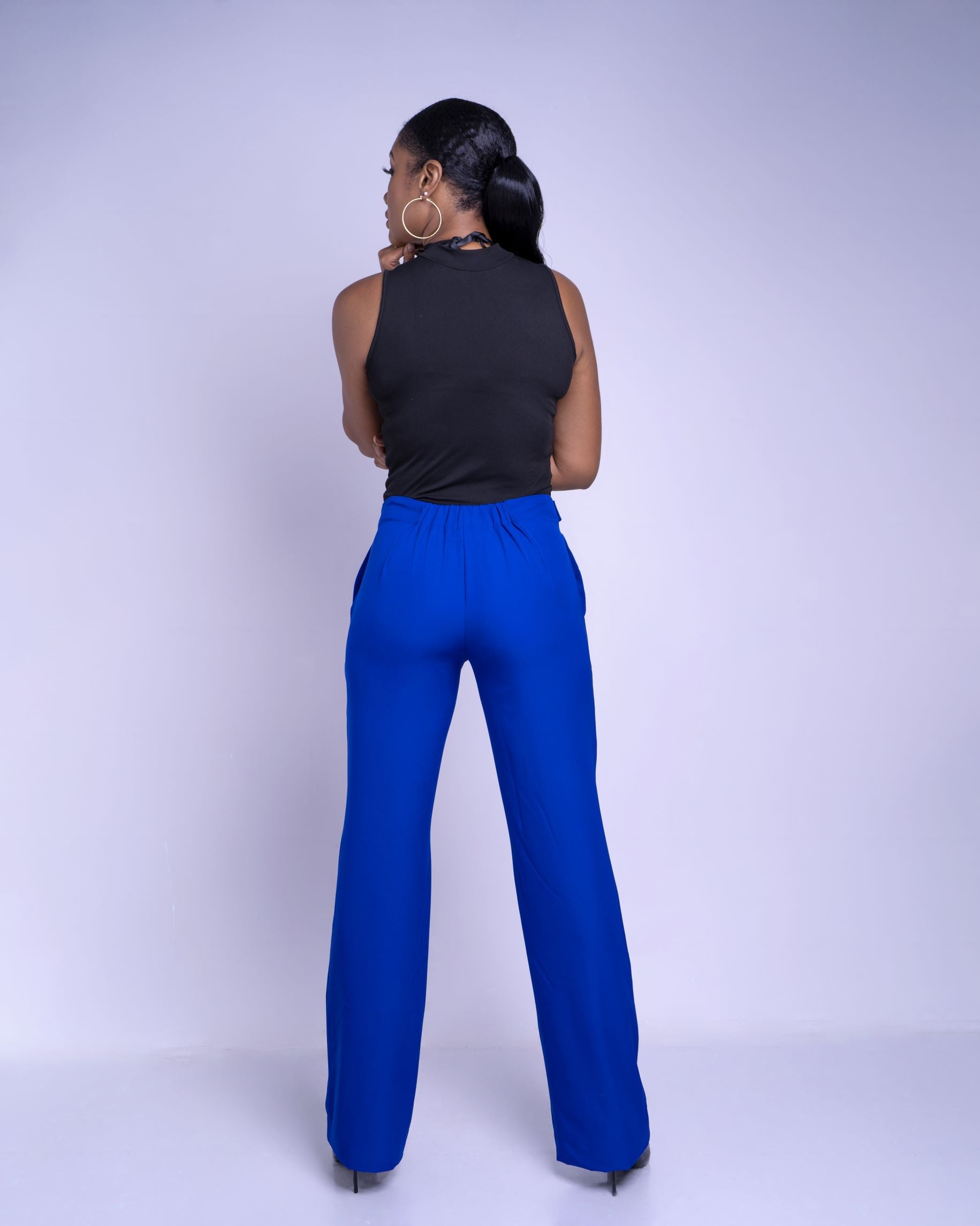 Casual Plain Straight Leg Royal Blue Women's Pants (Women's)